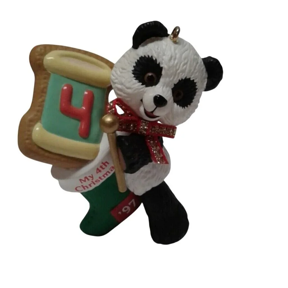 Hallmark 1997 Keepsake Ornament Childs 4th Christmas Panda Bear With Stocking Co - Picture 2 of 7